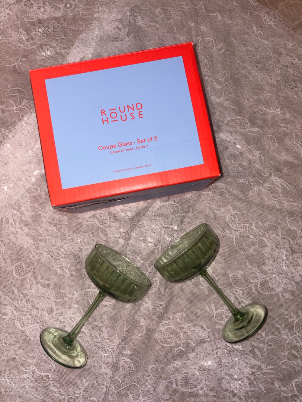 Round House Green Coupe Glasses - Set of 2